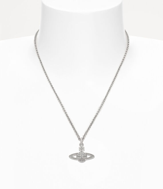 Vivienne Westwood Mini Bas Relief Pendant Necklace in platinum/crystal